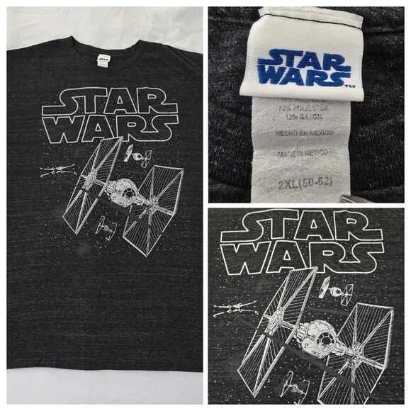 Star Wars Tie Fighter X Wing Shirt Mens 2XL XXL Heater Gray Grey Movie Tee - Picture 1 of 9